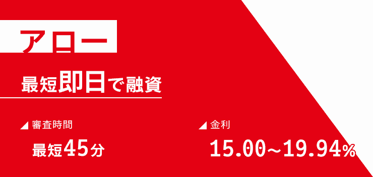 アローの金利や審査時間をまとめた画像